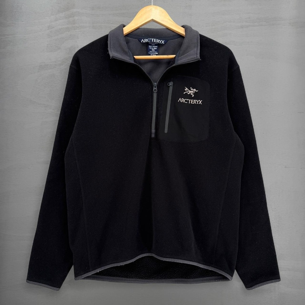 Arc'teryx Apache AR Fleece Black Quarter Zip Pocket Elbow Patches Mens Medium